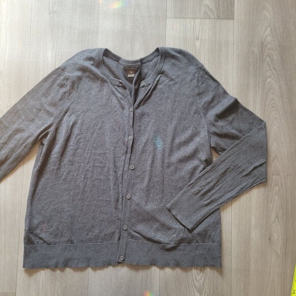 Eddie Bauer Womens 2XL Gray Button-Front Cardigan Sweater Cotton & Tencel Blend - Picture 2 of 8